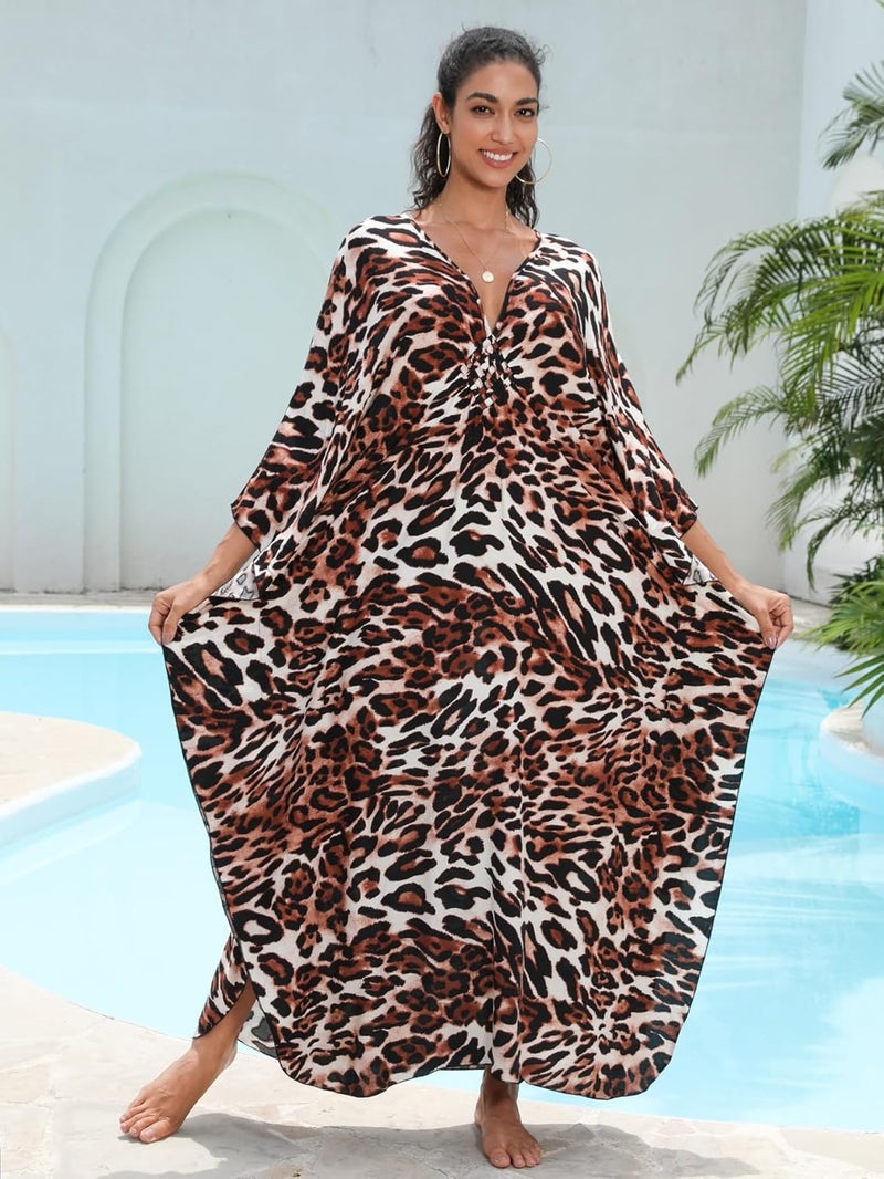 KEYLORTING Women's Plus Size Kaftan Dress – Plus Size Maxi Dress Moo Moos Beach Cover Up,Bathing Suit Cover-Up Loungewear - Image 3